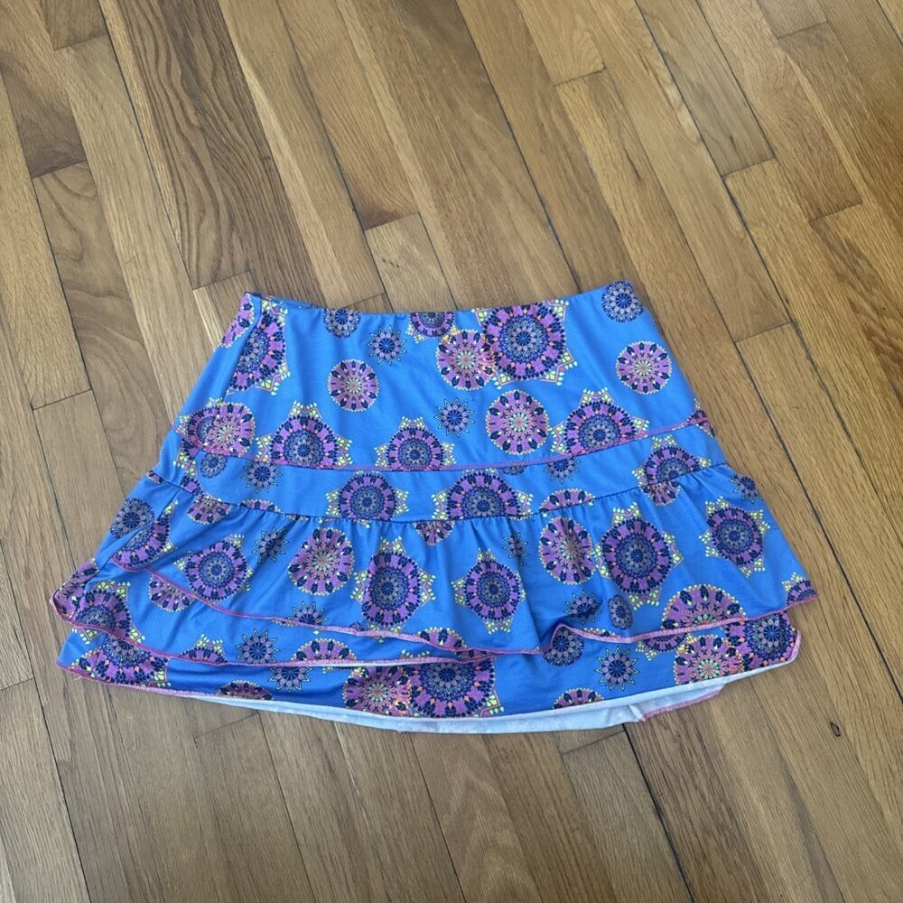 Lucky In Love Women's Multicolor Tiered Tennis Golf Skort Size L